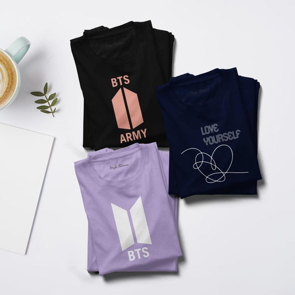 BTS Combo T-shirts (BTS, BTS Army and Love Yourself) - Styletadka