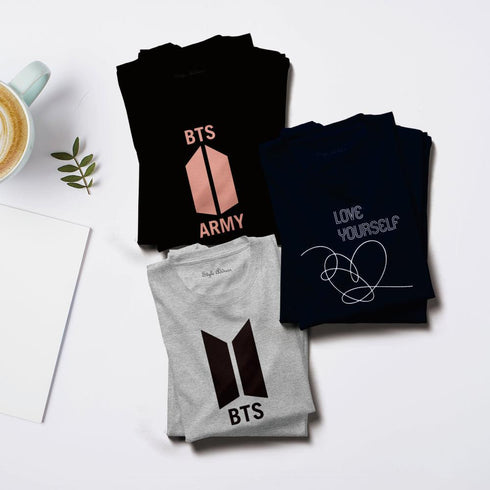 BTS Combo T-shirts (BTS, BTS Army and Love Yourself) - Styletadka