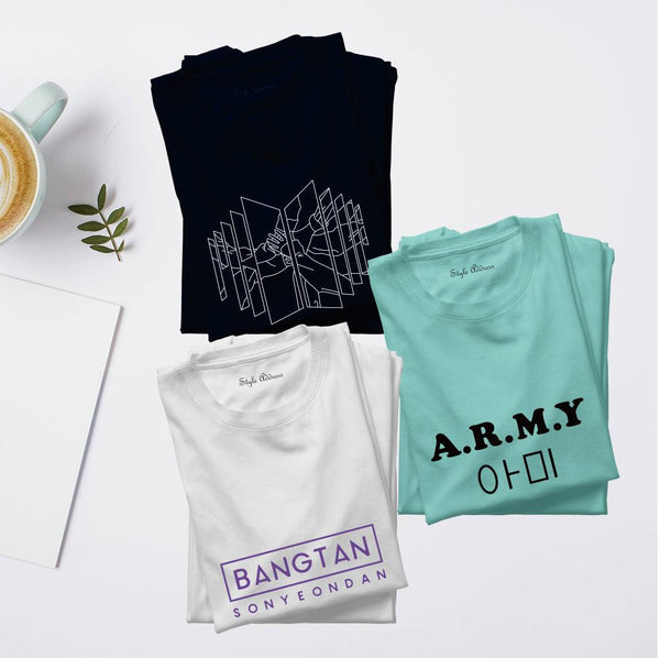 BTS Combo T-shirts II (Bangtan, Army and Bulletproof) - Styletadka