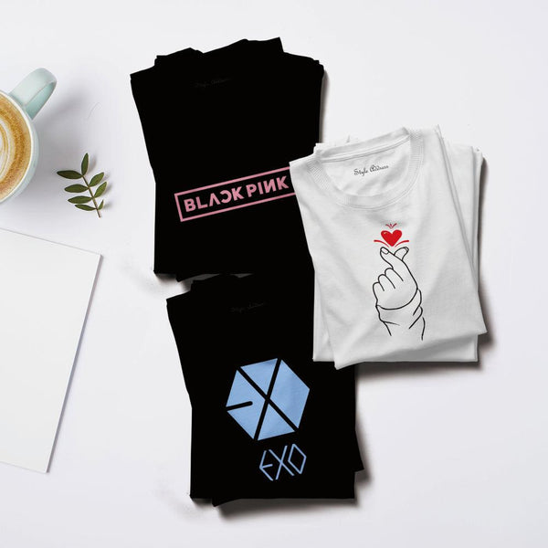 K-Pop Combo T-shirts (Korean Love, Blackpink and EXO) - Styletadka