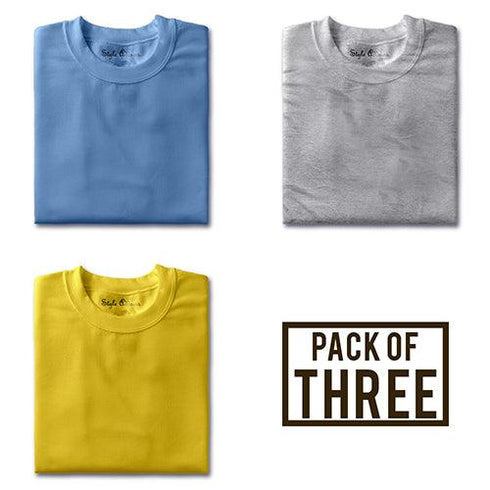 Pack of Three (Sky Blue, Melange Grey, Yellow)