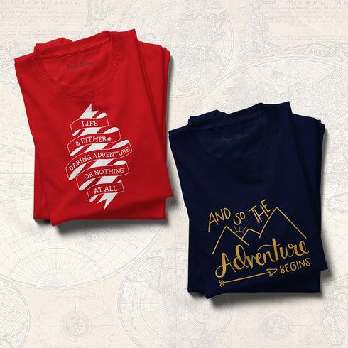 Travel T-shirts Combo (Adventure Awaits & Daring Adventure) - Styletadka