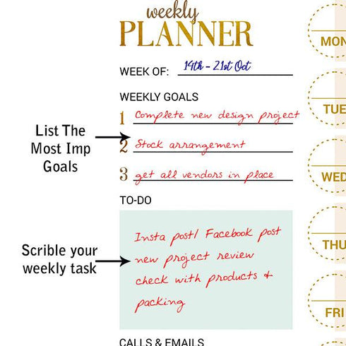 Weekly Plan of Action Memo Notepad 